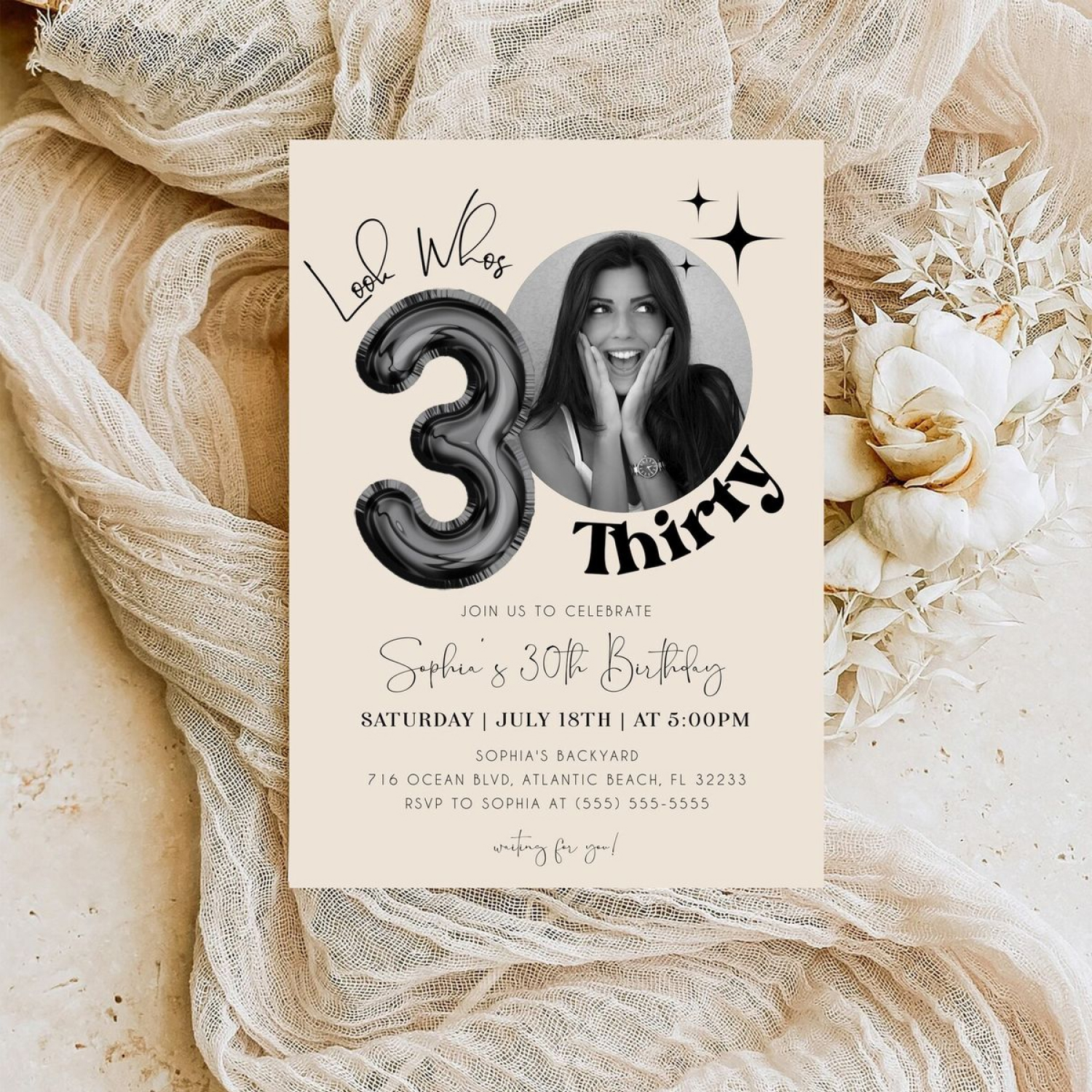 Invitación Cumpleaños Adultos Con Foto