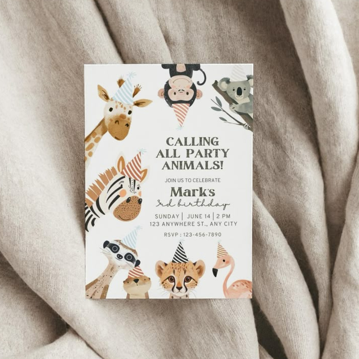 Invitación Cumpleaños Infantil Zoo