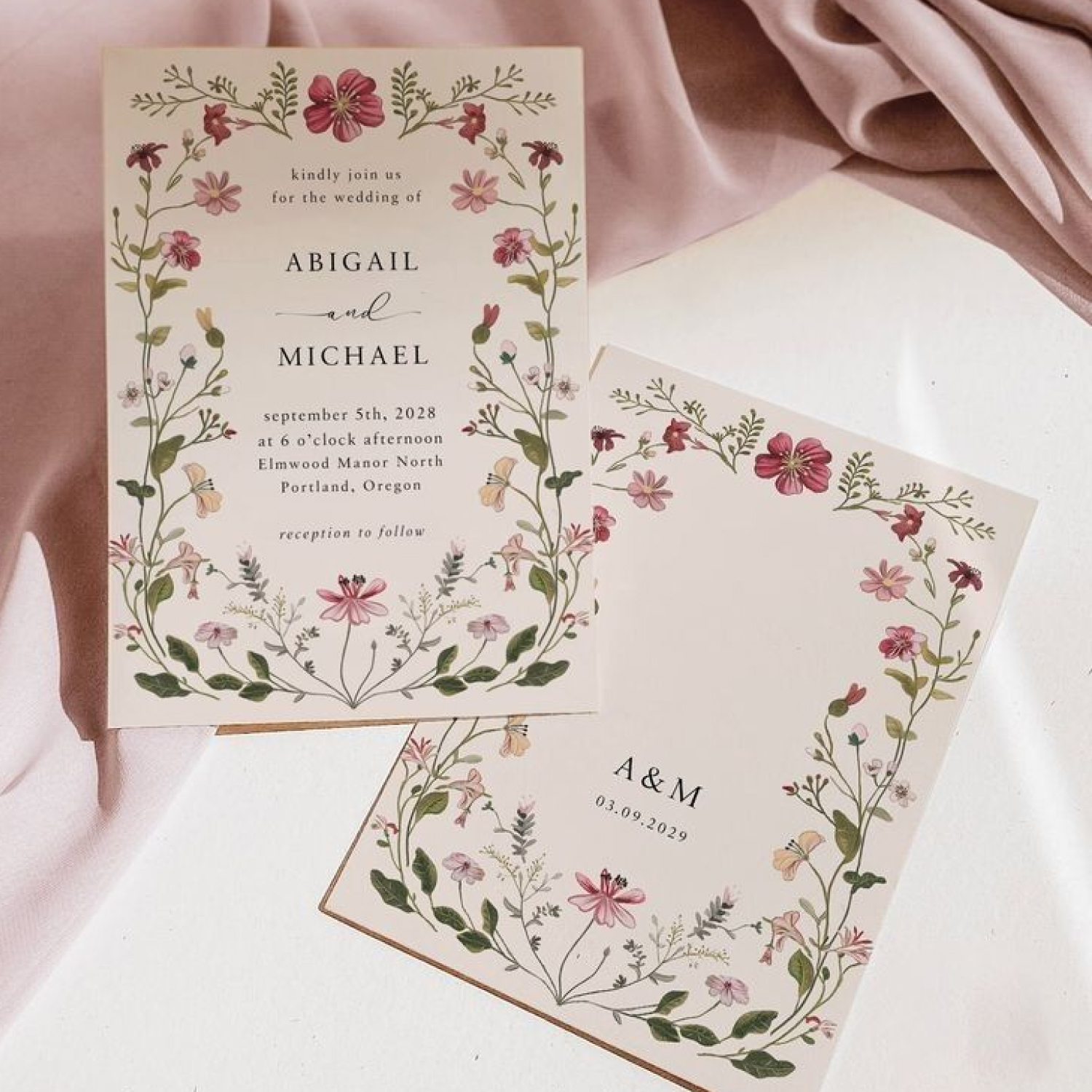 Invitación Boda Flores Vintage